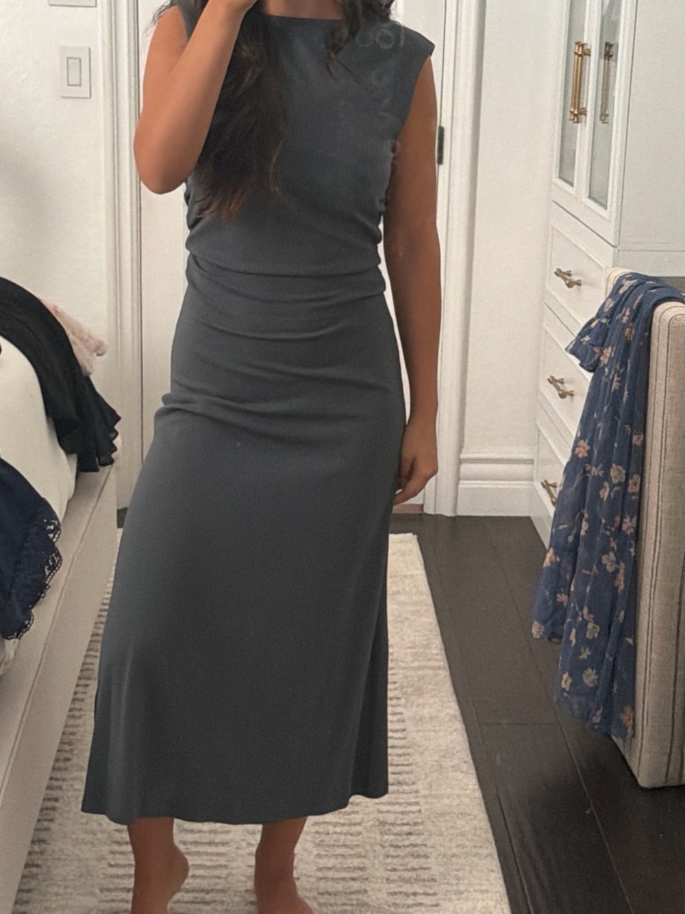 H&M Sleeveless Maxi Dress in Dark Gray